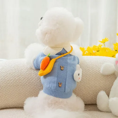 Vista 5 de Suéter cálido para mascotas, vestido para perros, suéter para perros, vestido para perros para el invierno, lindo abrigo para perros pequeños