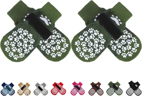 Vista 31 de EXPAWLORER - Calcetines antideslizantes para perros, evitan que se laman las patas, para pavimento caliente y pisos de madera, botines para perros