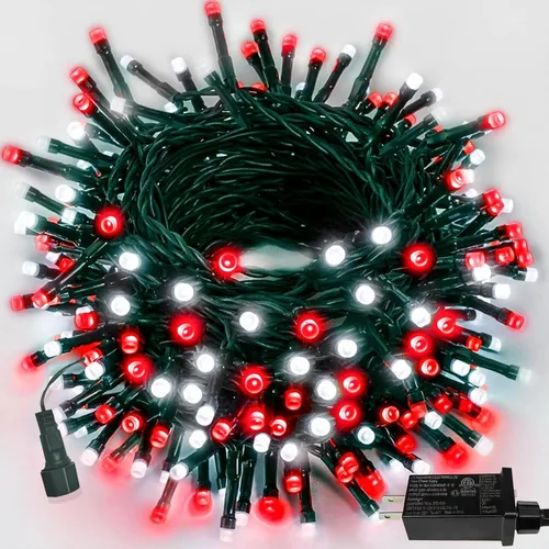 Vista 26 de Guirnalda de luces LED, 264 pies, 800 luces, exteriores e interiores, temporizador, función de memoria, 8 modos, cable verde, impermeable, árbol