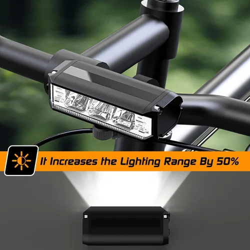 Vista 3 de Bright LED Bike Light for Night Riding,2025 Upgraded Rechargeable Bicycle Lights Set 5 Modes IPX6 Waterproof MTB Off-Road Cycling Commuting