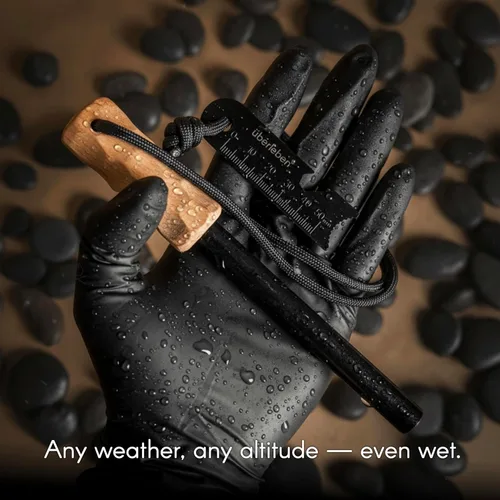 Vista 2 de Überleben Kräftig PRO Ferro Rod Fire Starter Survival Tool – Up to 20,000 Strikes, 1/2" Thick Fire Steel with Hardwood Handle, Multi-Tool Striker