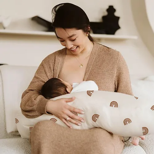 Vista 3 de Paquete de 2 fundas de almohada de lactancia, funda de almohada neutra para lactancia materna que se adapta a almohadas de lactancia de 22.5 x 18