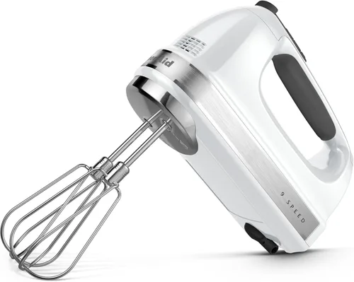 Vista 2 de KitchenAid Mezclador de mano digital de 9 velocidades con accesorios Turbo Beater II, batidor profesional y accesorio de batidor de borde flexible