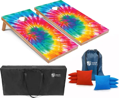 Vista 8 de Tailgating Pros Tablas de Cornhole - Juego de Cornhole ligero de 4 x 2 pies, incluye funda de transporte, juego de 8 bolsas de maíz y bolsa