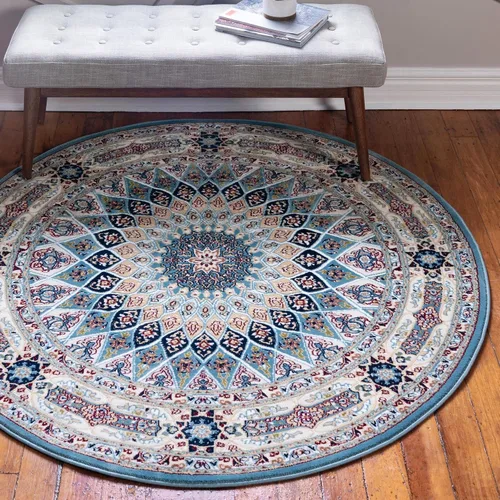 Vista 15 de Unique Loom Colección Narenj Adams - Alfombra de área (3 pies 1 pulgada octágono azul/borgoña)