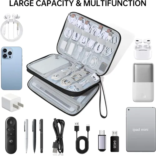 Vista 5 de CILLA Organizador de Electrónica para Viajes, Estuche Organizador de Cables de Viaje, Bolsa Compacta de Accesorios Electrónicos para Cable, Cordón