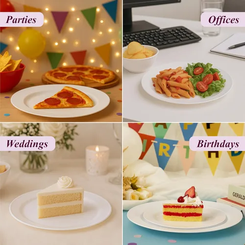 Vista 7 de Aya’s 60 Pack de Platos de Plástico para Fiesta - Juego de Platos Desechables Resistente con 30 Platos de Cena y 30 Platos de Ensalada - Platos