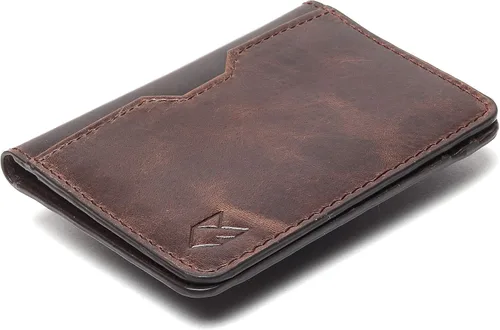 FOXHACKLE Tarjetero de cuero para hombre billetera delgada con bloqueo RFID bolsillo frontal delgado cartera minimalista con bolsillo frontal
