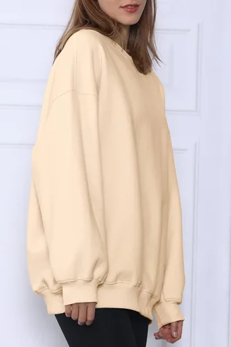 Vista 4 de EFAN Sudaderas de forro polar de gran tamaño para mujer manga larga cuello redondo sudadera casual con capucha
