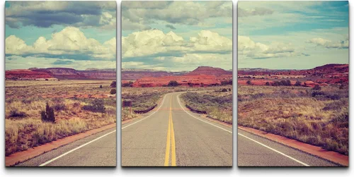 Vista 42 de Lienzo de 3 piezas, arte contemporáneo, decoración de pared moderna, cascada y flores