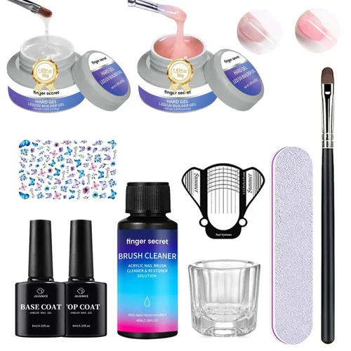 Vista 2 de Gel constructor de uñas de gel duro para uñas de larga duración, transparente, 3D, kit de construcción de uñas, 1 onza (transparente, 1 oz)