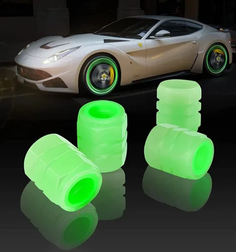 Vista 2 de Tapones de vástago de válvula de neumático, 8 tapas de aire brillantes para automóvil, resistentes a la corrosión, cubiertas universales