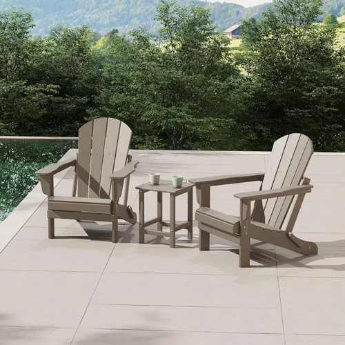 Vista 17 de WestinTrends Malibu - Juego de 2 sillas Adirondack con mesa auxiliar, asientos al aire libre para todo tipo de clima, silla plegable de plástico