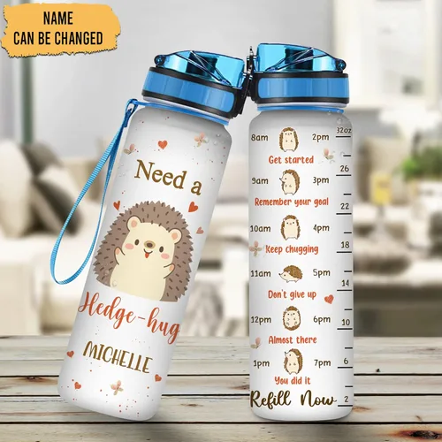 Vista 35 de Hyturtle Botella de agua motivacional personalizada para amantes de los erizos de 32 onzas, 1 litro, fácil de distraer con erizos, botella de agua