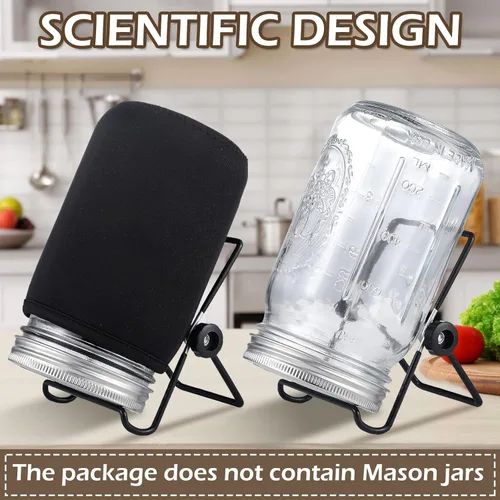 Vista 5 de Paquete de 6 tapas para brotes con soportes de acero inoxidable, fundas opacas, kit para tarros Mason de boca ancha, brotes orgánicos