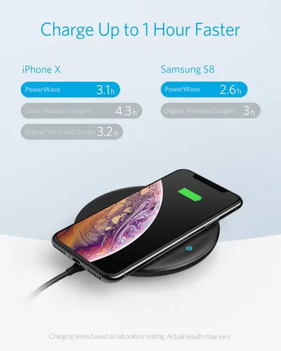 Vista 4 de Anker Cargador inalámbrico, PowerWave 7.5 Pad con ventilador de refrigeración interno, 7.5W para iPhone 11, 11 Pro, 11 Pro Max, XS Max, XR, XS, X