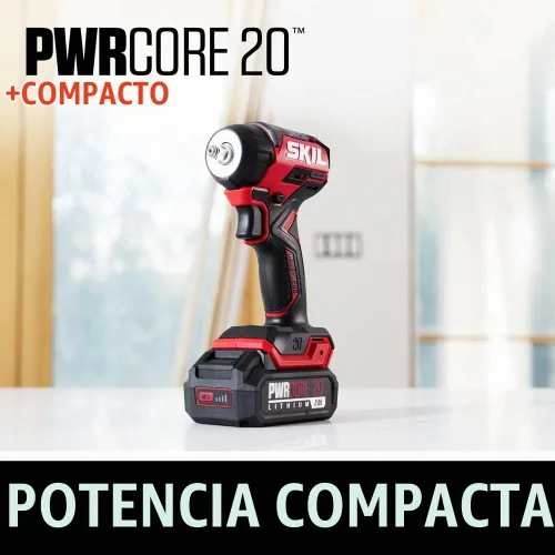 Vista 3 de SKIL PWR CORE 20 Llave de impacto sin escobillas de 20 V de 1/2 pulgada con selección de tres velocidades, incluye batería USB-C de 2.0 Ah