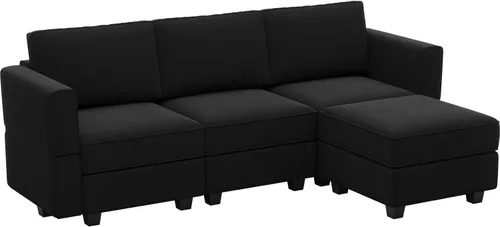 Vista 86 de Belffin Sofá modular Módulo medio con almacenamiento Accent Silla sin brazos para sofá modular seccional terciopelo negro