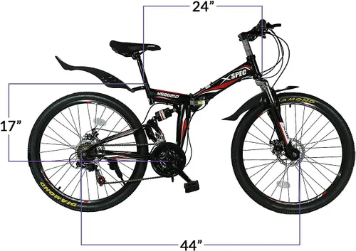 Vista 10 de Xspec 26" 21 velocidades plegable bicicleta de montaña Trail Commuter para adultos
