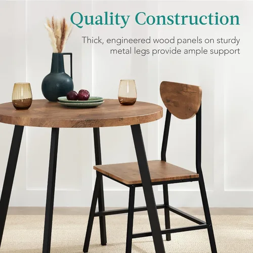 Vista 6 de Best Choice Products Juego de comedor redondo moderno de mediados de siglo de 3 piezas, comedor que ahorra espacio para cocina, comedor, espacio