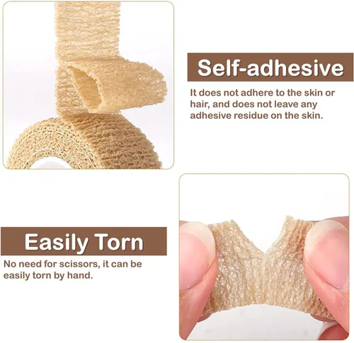 Vista 18 de Vendaje autoadhesivo, 9 unidades de 2 pulgadas x 5 yardas, cinta adhesiva no tejida, envoltura para mascotas para perros, caballos, mascotas