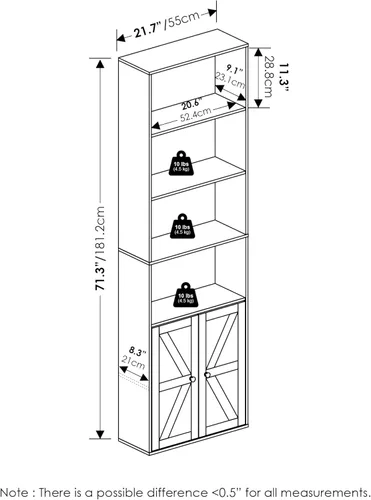 Vista 10 de Furinno Jaya Simply Home Librería abierta de 6 niveles, roble francés