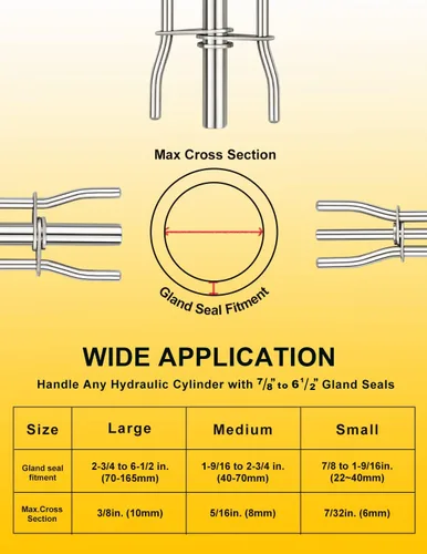Vista 7 de Herramientas de Instalación de Sellos Hidráulicos, Kit de Sellos de Reparación de Pistón de Cilindro Hidráulico, Kits de Herramientas de Instalación