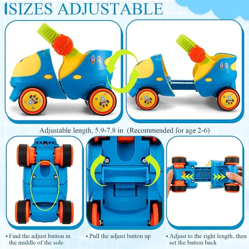 Vista 2 de VioraWhite Toddler Roller Skates with Safe Lock Mode Protective Gear Set, Adjustable Kids Quad Roller Skates for Girls Boys Age 2-6 Beginner Skating