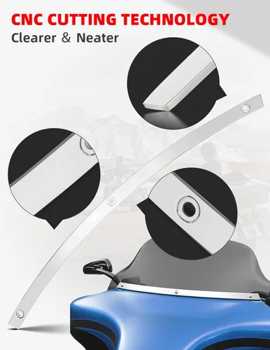 Vista 3 de Amazicha Moldura de parabrisas pulida cromada compatible con Harley Davidson Touring Street Glide Electra Glide Ultra Limited Tri Glide 1996-2013