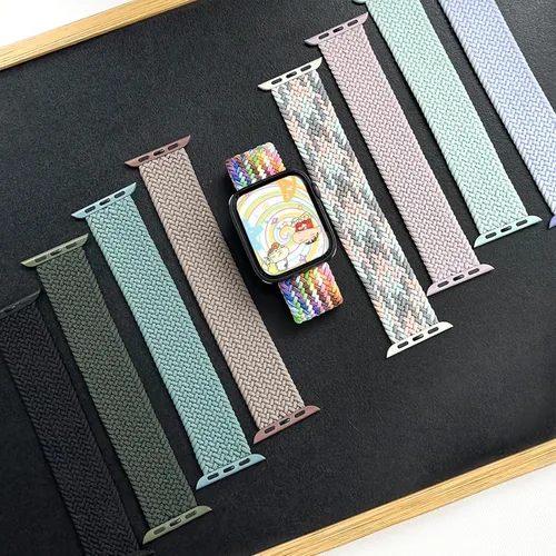 Vista 4 de Proworthy Correa elástica de nylon trenzada Solo Loop, compatible con correas de Apple Watch de 1.496 pulgadas, 1.575 pulgadas, 1.614 pulgadas