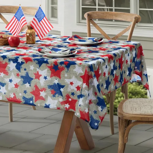 Vista 3 de Newbridge Servilletas cuadradas de tela, juego de 8 servilletas, estrellas de arpillera, servilletas de tela resistentes a las manchas