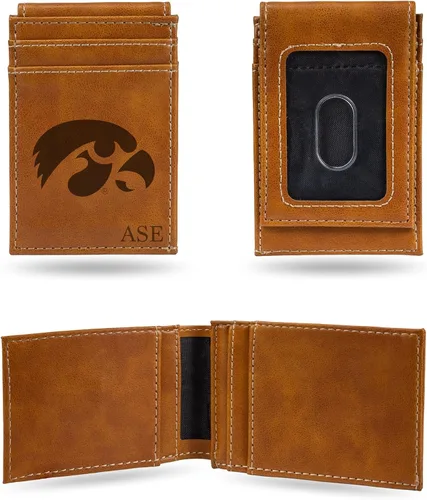 Vista 35 de Rico Industries NCAA Arizona State Sun Devils Brown - Cartera de bolsillo frontal personalizada con grabado láser - Delgada/ligera - Gran artículo
