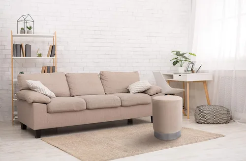 Vista 7 de BIRDROCK HOME Taburete otomano redondo – Diseño moderno de taburete acolchado suave – Ideal para sala de estar, dormitorio, reposapiés compacto