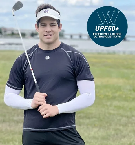 Vista 2 de Aegend 2 pares de mangas de compresión de protección solar para brazos, cubierta de tatuaje, mangas solares para hombres, mujeres y jóvenes