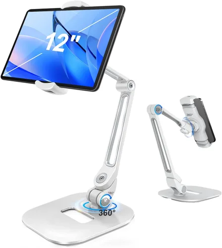 Vista 8 de Soporte ajustable para tablet de escritorio, soporte giratorio de 360° para iPad Air mini Pro de 4.7 a 12 pulgadas, iPhone, Samsung POS, Kindle