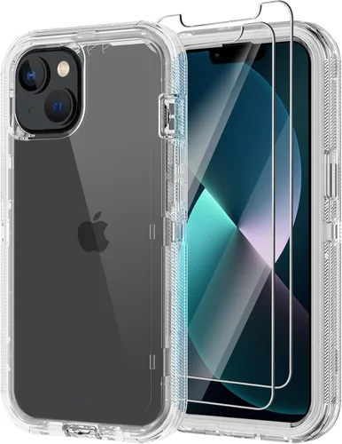 Vista 14 de Annymall Funda para iPhone 13 con 2 protectores de pantalla, protección contra caídas a prueba de golpes, cuerpo completo, resistente, 3 capas