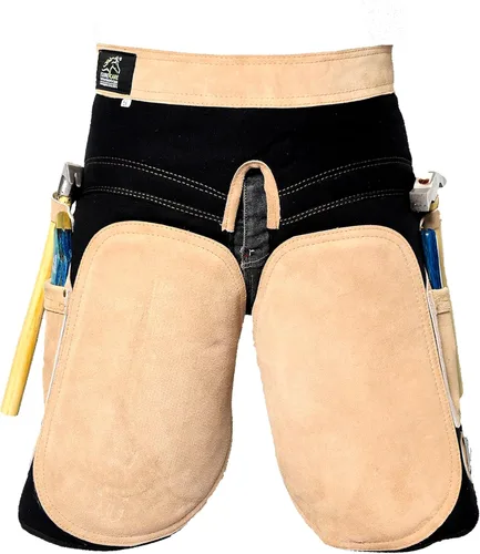 Equine Care Delantal de cuero y lona para mujer, con 2 imanes de uñas, 2 bolsillos para cuchillos y martillo, ideal para raquetas de caballos y