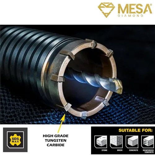 Vista 3 de Broca de núcleo de martillo giratorio con punta de carburo SDS MAX de 1 3/4 pulgadas (1.772 in) MESA DIAMOND®