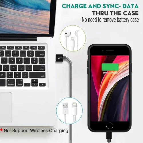 Vista 6 de Funda de batería para iPhone 8/7/6S/6/SE 2020/SE 3, 10000mAh Funda protectora de carga portátil recargable compatible con iPhone 8/7/6S/6/SE 2020/SE