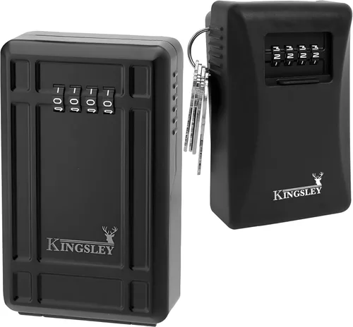 Vista 10 de Kingsley QCH-807 Caja de almacenamiento de llaves, montada en la pared, código reiniciable, caja de bloqueo de llave de inmobiliario resistente al