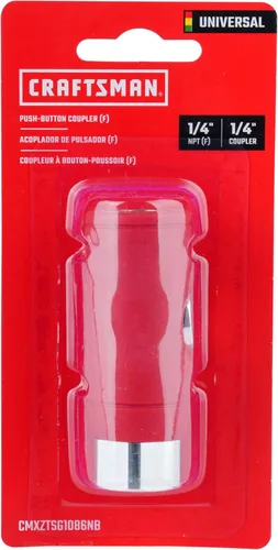 Vista 7 de CRAFTSMAN Acoplador de botón, hembra, compatible con enchufe industrial y automotriz NPT de 1/4 pulgadas, desconexión rápida