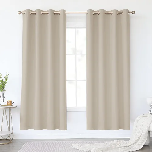 Vista 92 de KEQIAOSUOCAI Cortinas opacas para dormitorio, sala Amarillo Ocre