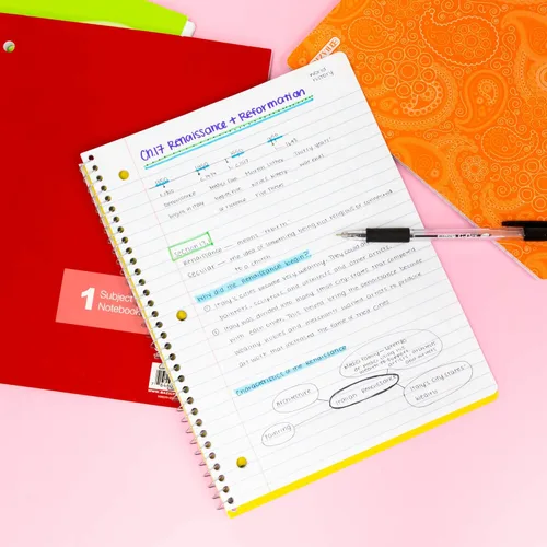 Vista 7 de BAZIC C/R - Cuaderno espiral de 120 unidades, 3 materias, estuche de 24