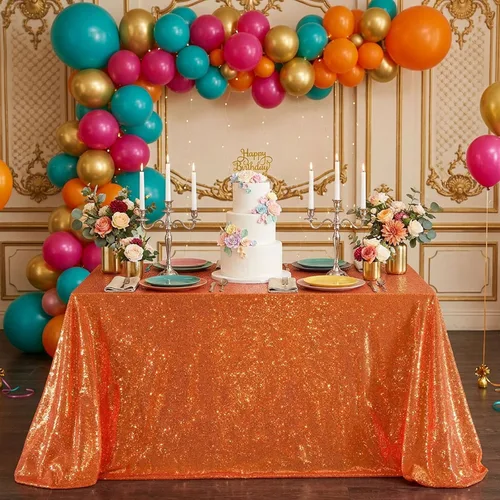 Vista 23 de B-COOL Mantel de lentejuelas con brillo para mesas, color azul bebé, mantel de lentejuelas para decoración de mesas, para bodas, Navidad