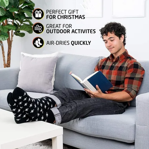 Vista 5 de HOT FEET Thermal Socks for Men 24 Pack, Extreme Cold Boots Socks -Winter Insulated Socks, Cold Weather Size 6-12.