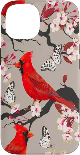 Vista 4 de Women Girls Cardinals Red with Floral Butterfly Case for iPhone 17
