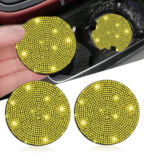 Vista 25 de NBTEPEM 2 posavasos de auto con diamantes de imitación, 2.75 pulgadas, antideslizantes, a prueba de golpes, universal, a la moda, para auto