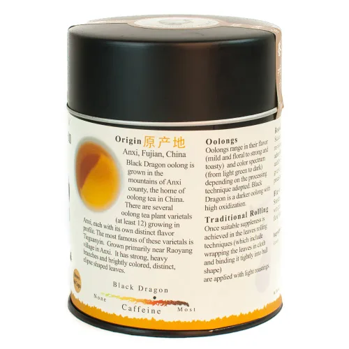 Vista 3 de Té negro The Tao of Tea de Oolong El Dragón Negro, hojas sueltas, lata de 3 onzas