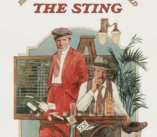 Vista 2 de The Sting - Póster de película reimpresión, película dramática de comedia, arte de pared, película para decoración del hogar (11 x 17 pulgadas)