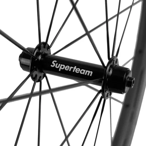 Vista 7 de Superteam Rueda de acabado mate UD de 50/0.984 in 700c Juego de ruedas de carbono sin cámara (negro)